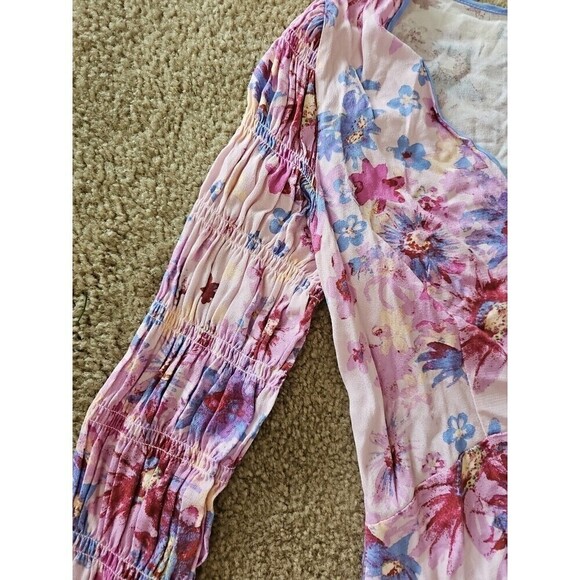 Free People Movement Women's Venice Printed Purple Floral Top Size XS NWOT $98 - Picture 6 of 10